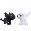 HTTYD Dragons, How to Tran Your Dragon Pack 2 Peluches Furie Blanche  Light Fury + Toothless Night Fury Noir - Qualité Super