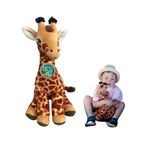 EcoBuddiez - Girafe de Deluxebase. Grande Peluche Douce de 35cm Faite de Bouteilles en Plastique Recyclées. Cadeau Calin écol