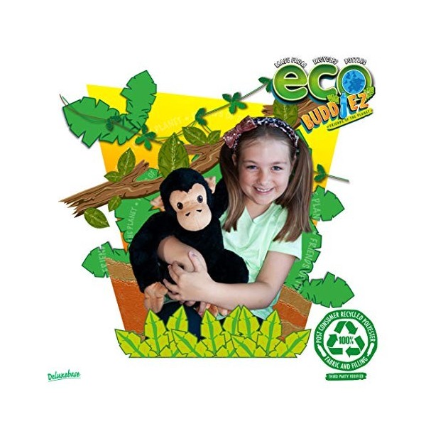 EcoBuddiez - Chimpanzé de Deluxebase. Grande Peluche Douce de 30cm Faite de Bouteilles en Plastique Recyclées. Cadeau Calin é
