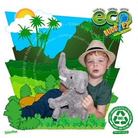 EcoBuddiez - Elephant de Deluxebase. Grande Peluche Douce de 30cm Faite de Bouteilles en Plastique Recyclées. Cadeau Calin éc