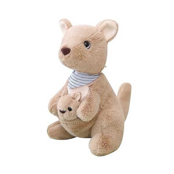 EXQUILEG Peluche kangourou - Coussin - Cadeau pour enfants/adultes mère et fils kangourou marron, 25 cm 