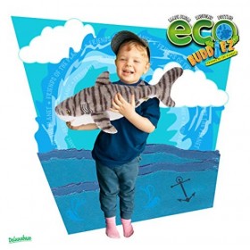 EcoBuddiez - Requin Tigre de Deluxebase. Grande Peluche Douce de 53cm Faite de Bouteilles en Plastique Recyclées. Cadeau Cali