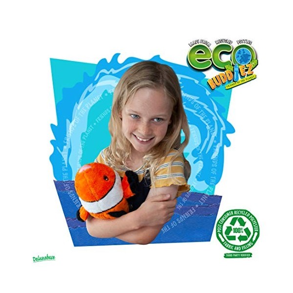 EcoBuddiez - Poisson Clown de Deluxebase. Grande Peluche Douce de 38cm Faite de Bouteilles en Plastique Recyclées. Cadeau Cal