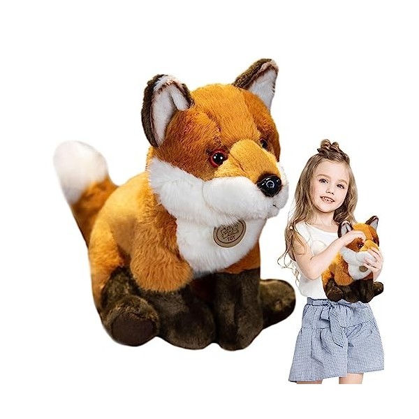 BeNsil Animal en Peluche Renard,Animal Jouet réaliste pour et Adultes - Corps en Peluche Renard avec Cadeau Sommeil Doux