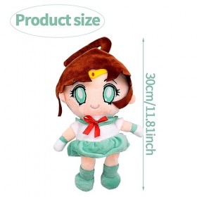 Hilloly Sailor Moon Peluche Poupées,25 CM Vert Jouet en Peluche,Oreiller Doux Mignon Dessin Animé Jouets Décoration,Les Adult