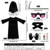 Costume Halloween pour Enfants,Costume de Faucheur avec Yeux Brillants,Faucille,Gants,Faux Sang,Capuchon,Déguisement de Fantô