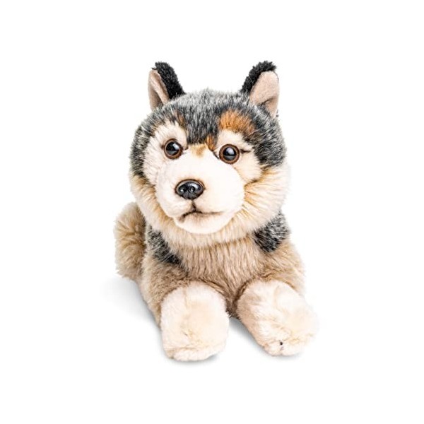 Uni-Toys - Loup Gris, couché - 22 cm Longueur - Loup en Peluche, Lupus - Peluche, Doudou