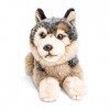 Uni-Toys - Loup Gris, couché - 22 cm Longueur - Loup en Peluche, Lupus - Peluche, Doudou