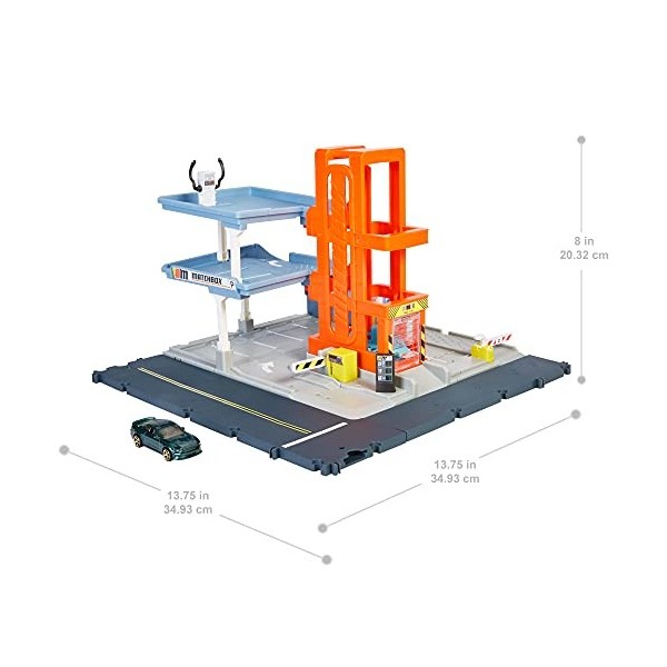 Matchbox coffret Garage avec lumières et sons, voiture à léchelle 1/64 incluse, se connecte à d’autres coffrets, jouet pour 