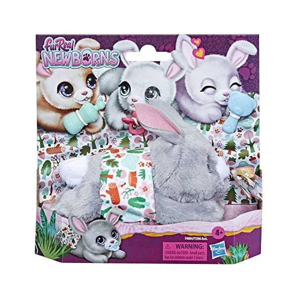 Hasbro- Animaux de Compagnie Furreal Newborns Chien ou Chat sdos. Ouvrir et Fermer Les Yeux. Comprend 4 Accessoires, F4084, M