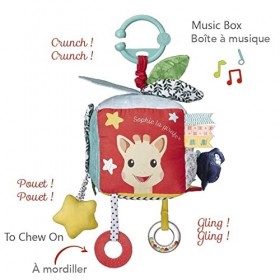 Sophie la Girafe - Maxi Cube Sensoriel Sophie la Girafe - Facile à Manipuler - Jeu dEveil pour Bébé - 9 Activités - Crochet 