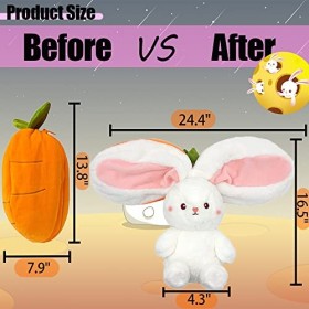 TFSeven Lapin se cacher, lapin farci avec carottes et fraises - Jouet en peluche douce - Cadeau de douche pour nouveau-né - J