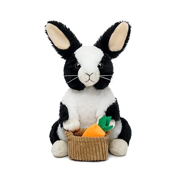 Lapin en peluche de 30.5 cm avec oreilles souples et panier de maintien, lavable en machine et doux, lapin de Pâques en peluc