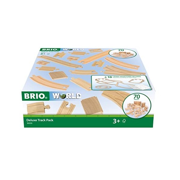 BRIO World - 36030 - Coffret Evolution Deluxe - 70 Rails - Accessoire pour Circuit de Train en Bois - Assortiment de Rails - 