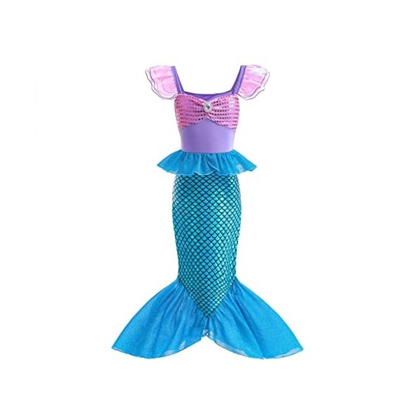 Lito Angels Deguisement Robe Petite Sirene Princesse Ariel Costume pour Enfant Fille Taille 4-5 ans, Violet Bleu étiquette e