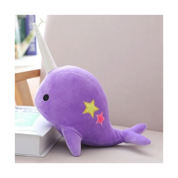 KiLoom Narval Baleine Binaire Star Poupée Jouet en Peluche Animal Doux Océan Mer Peluche Animaux Jouets pour Enfants Cadeau D