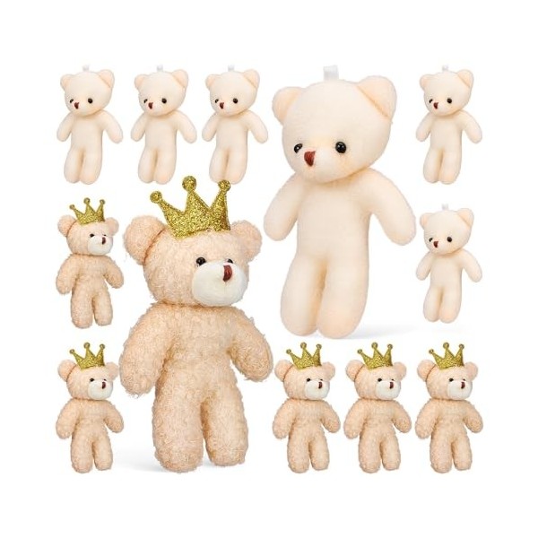 Gadpiparty Lot de 12 porte-clés ours en peluche mignon porte-clés jouet animal pendentif animaux animaux en peluche mini ours