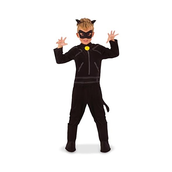 RUBIES - Déguisement MIRACULOUS officiel Chat Noir pour Enfants -Taille 5-6 ans. Costume Classique Complet avec Accessoires -