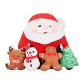 VGEBY Ensemble danimaux en Peluche de Noël 5 en 1, élan, Bonhomme en Pain Dépice, Père Noël, Bonhomme de Neige, Cadeaux de 