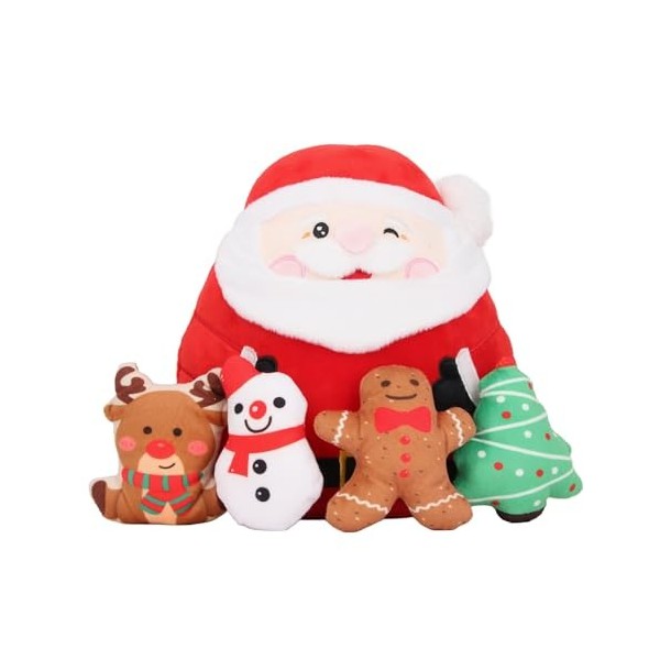 VGEBY Ensemble danimaux en Peluche de Noël 5 en 1, élan, Bonhomme en Pain Dépice, Père Noël, Bonhomme de Neige, Cadeaux de 