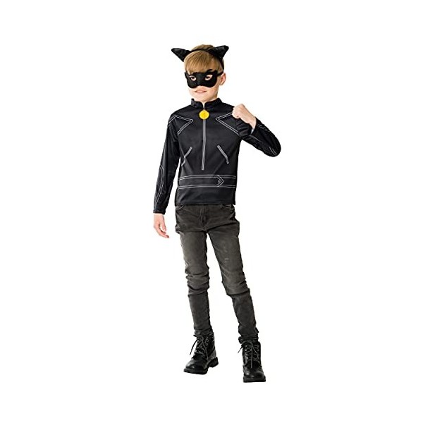 RUBIES - Déguisement MIRACULOUS officiel Chat Noir pour Enfants -Taille 5-6 ans. Costume Classique Complet avec Accessoires -