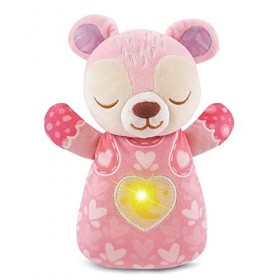 VTech - Mon Ourson Lumi Dodo Rose, Ours en Peluche Bébé, Veilleuse Musicale Nomade, Berceuses, Bruits Blancs et Sons de la Na