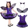 Huifengjie Déguisement Chauve Souris Enfant,Halloween Deguisement Chauve Souris Fille,Costume Halloween Enfant avec Ailes et 