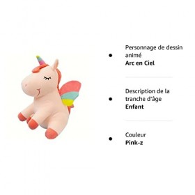 SNOWOLF Licorne en Peluche Mignonne Douce avec Ailes Arc-en-Ciel - Jouet Kawaii pour Enfants 40cm-Pink