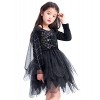 IKALI Costume de sorcière noire filles araignée Tutu robe Halloween tenue maléfique déguisement magique