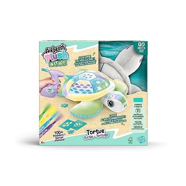 Canal Toys Airbrush Nature Tortue à Personnaliser-Peluche Spray Art avec Feutres et Pochoirs-Certifications FSC et GRS-Dès 6 