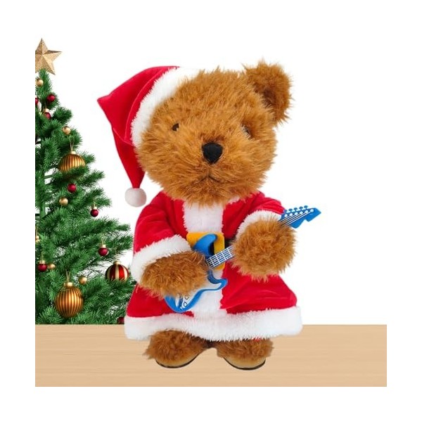 Besreey Poupée en Peluche Électrique De Noël - Noël Chantant Et Dansant Animaux en Peluche pour Enfant, Ours Animé Électrique