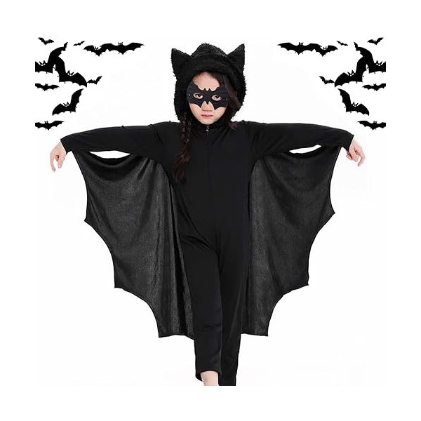 Atuoxing Déguisement de Chauve-Souris Halloween Enfants, Costume de Vampire pour Fille Garçon, Deguisement Chauve Souris pour