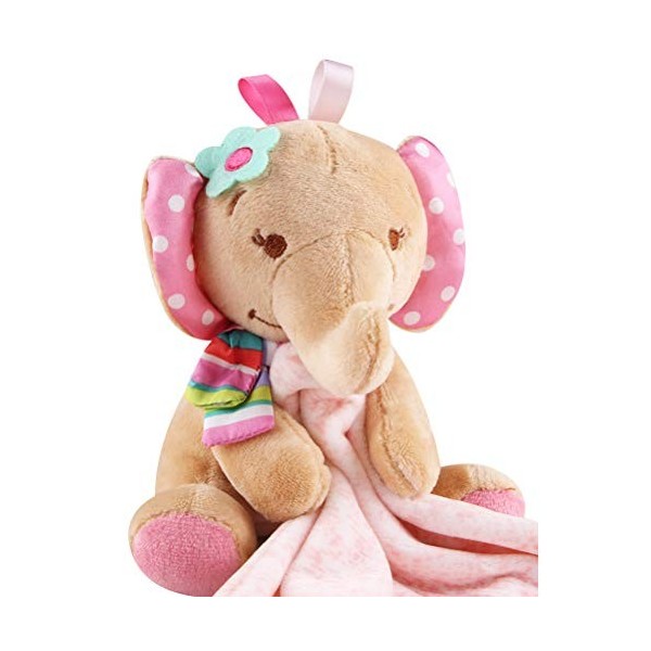 YeahiBaby Doudou en forme déléphant pour bébé nouveau-né en peluche rose 