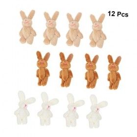 Toyvian 12 Pièces Jouets pour Nourrissons Mini Lapin Poupée Ensembles De Jeu en Peluche Suspendus Ornement Animal Clé Pendent