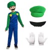 Formemory Deguisement Mario et Luigi Enfant, Super Plombier Cosplay Costumes, Ensemble de Mario Avec Chapeaux Fausses Barbes 