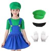 Formemory Deguisement Mario et Luigi Enfant, Super Plombier Cosplay Costumes, Ensemble de Mario Avec Chapeaux Fausses Barbes 