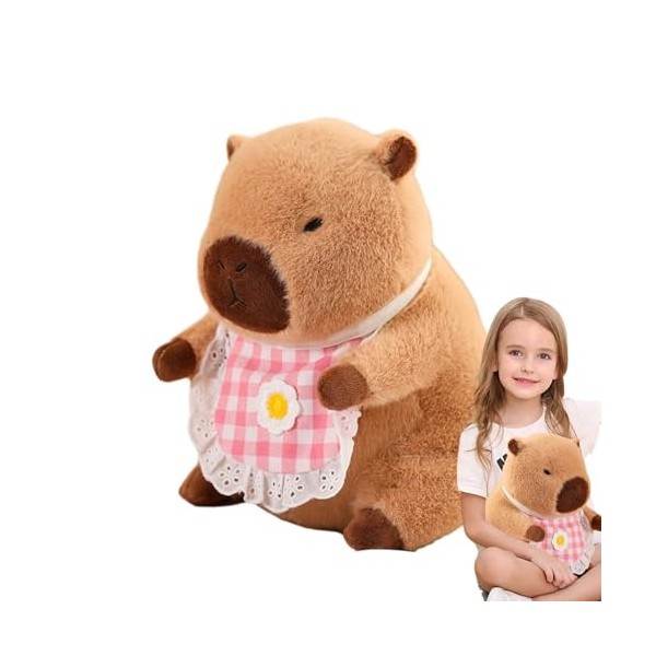 NEECS Animal en Peluche Capybara,Peluche Capybara,Oreiller Capybara de Simulation danimal en Peluche avec Bavoir - Animal en