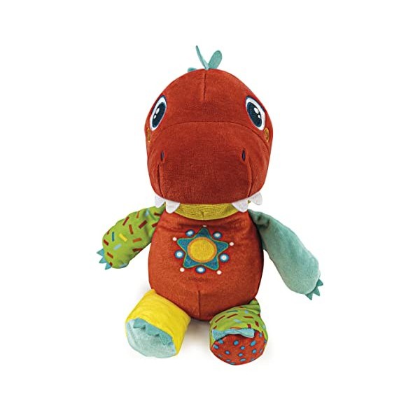 Clementoni- Milo Il Mio Dinosaure – Peluche développement multisensoriel, Interactive, éducatif, Jeu Enfant 6 Mois, Lavable e