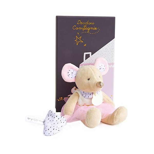 Doudou et Compagnie - Peluche Range-Pyjama Enfant - Souris - 19 cm - Gris - Emile en Pyjama - La Petite Souris Va Passer - DC