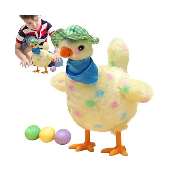 DASHIELL Poule Musicale en Peluche - Poulets pondeurs Qui chantent et Dansent | Figurine de Poulet réaliste avec Chapeau et é