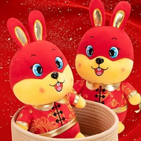 Toyvian Poupée De Lapin du Nouvel an Cadeau De La Fête du Printemps Ornement De La Fête du Printemps Lapin du Nouvel an Chino