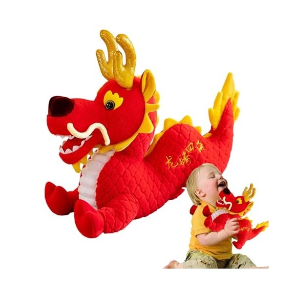 FEETOX Année de la poupée Dragon - 2024 Année de la Mascotte du Dragon | Peluche Dragon Chinois 2024, Jouets en Peluche du Zo
