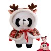 BUKBAG Panda de Noël - Peluche Panda 13 Pouces avec Cape en Bois de cerf - Panda en Peluche de noël, Animal en Peluche Doux, 