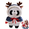 BUKBAG Panda de Noël - Peluche Panda 13 Pouces avec Cape en Bois de cerf - Panda en Peluche de noël, Animal en Peluche Doux, 