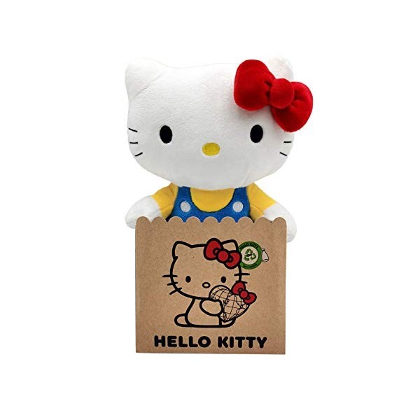 Joy Toy Hello Kitty Classic Eco Plush 24 cm dans Une Pochette en Carton réutilisable - La Peluche est composée à 100% de maté