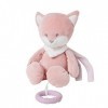 Nattou Mini-Peluche Musicale en polyester, Alice le Renard, Berceuse "La-Le-Lu", avec Anneau de Dentition, Env. 23 cm, Alice 