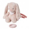 Nattou Mini-Peluche Musicale en polyester, Pomme le Lapin, Berceuse "La-Le-Lu", avec Anneau de Dentition, Env. 23 cm, Alice e