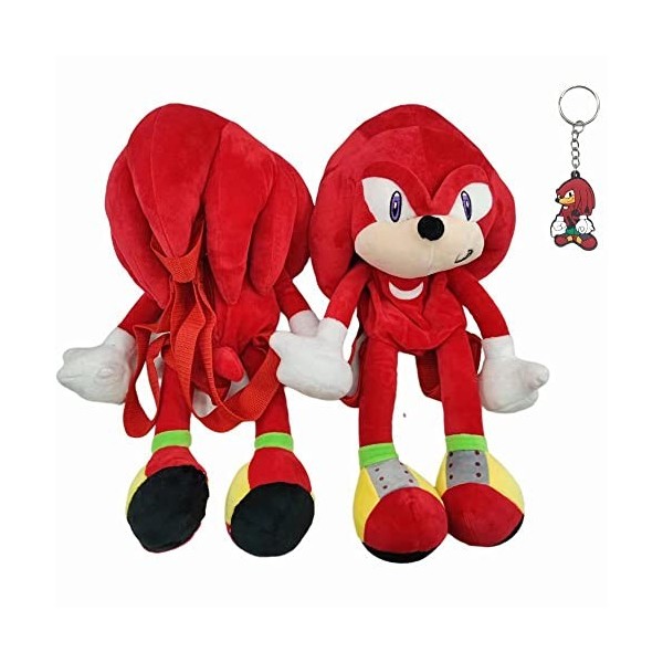 Sac à dos en peluche hérisson Sonic avec porte-clés, sac à dos en peluche de 43,2 cm, queue dombre et phalanges ombre 