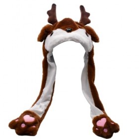 Bonnet de Noel,Wapiti Chapeaux de Noël Peluche,Bonnets de Noël en Peluche Loreille Peut Se Déplacer de Haut en Bas Douce San