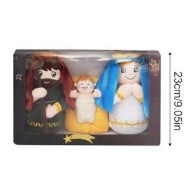 Lembeauty Jouet Peluche Jésus | Poupée Nativité Jésus Naissance | Lot De 3 Poupées Traditionnelles Chrétiennes De La Nativité